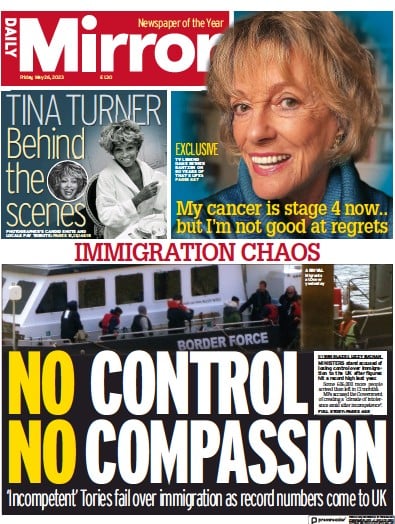 Daily Mirror Newspaper Front Page (UK) for 26 May 2023