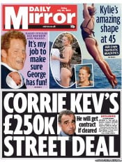 Daily Mirror Newspaper Front Page (UK) for 26 July 2013