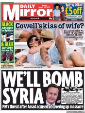 Daily Mirror (UK) Newspaper Front Page for 26 August 2013
