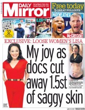 Daily Mirror (UK) Newspaper Front Page for 26 August 2017