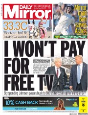 Daily Mirror (UK) Newspaper Front Page for 26 August 2019