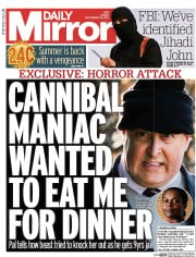 Daily Mirror (UK) Newspaper Front Page for 26 September 2014