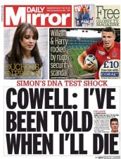 Daily Mirror (UK) Newspaper Front Page for 26 September 2015