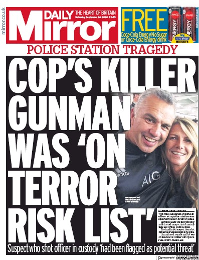 Daily Mirror Newspaper Front Page (UK) for 26 September 2020