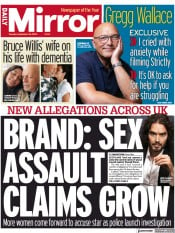 Daily Mirror front page for 26 September 2023