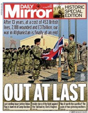 Daily Mirror Newspaper Front Page (UK) for 27 October 2014