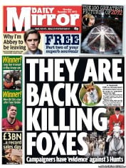 Daily Mirror Newspaper Front Page (UK) for 27 December 2012