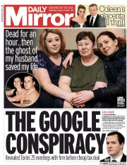 Daily Mirror (UK) Newspaper Front Page for 27 January 2016