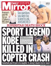 Daily Mirror (UK) Newspaper Front Page for 27 January 2020