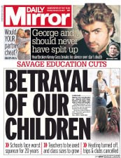 Daily Mirror (UK) Newspaper Front Page for 27 February 2017