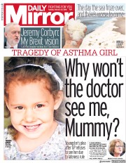 Daily Mirror (UK) Newspaper Front Page for 27 February 2018