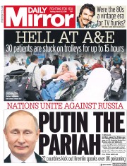 Daily Mirror (UK) Newspaper Front Page for 27 March 2018