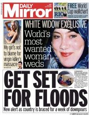 Daily Mirror (UK) Newspaper Front Page for 27 May 2014