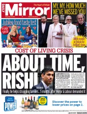 Daily Mirror (UK) Newspaper Front Page for 27 May 2022