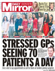 Daily Mirror (UK) Newspaper Front Page for 27 June 2018