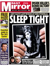 Daily Mirror Newspaper Front Page (UK) for 27 July 2011