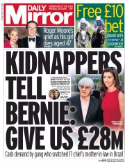 Daily Mirror (UK) Newspaper Front Page for 27 July 2016