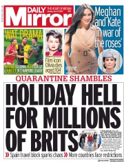 Daily Mirror (UK) Newspaper Front Page for 27 July 2020