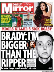 Daily Mirror (UK) Newspaper Front Page for 27 August 2012