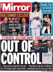 Daily Mirror (UK) Newspaper Front Page for 27 September 2022