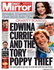 Daily Mirror (UK) Newspaper Front Page for 28 October 2016