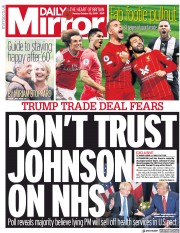 Daily Mirror (UK) Newspaper Front Page for 28 October 2019