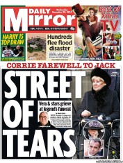 Daily Mirror (UK) Newspaper Front Page for 28 November 2012