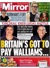 Daily Mirror front page for 28 November 2023