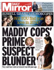 Daily Mirror (UK) Newspaper Front Page for 28 December 2013
