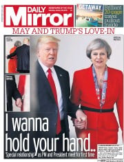 Daily Mirror (UK) Newspaper Front Page for 28 January 2017