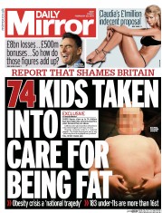 Daily Mirror Newspaper Front Page (UK) for 28 February 2014