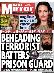 Daily Mirror (UK) Newspaper Front Page for 28 May 2013