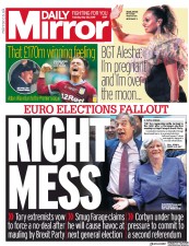 Daily Mirror (UK) Newspaper Front Page for 28 May 2019