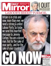 Daily Mirror (UK) Newspaper Front Page for 28 June 2016