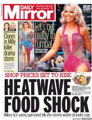 Daily Mirror (UK) Newspaper Front Page for 28 August 2018