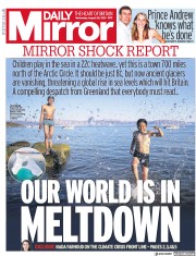 Daily Mirror (UK) Newspaper Front Page for 28 August 2019