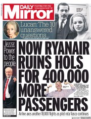 Daily Mirror (UK) Newspaper Front Page for 28 September 2017