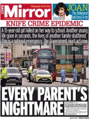 Daily Mirror front page for 28 September 2023
