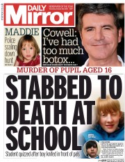 Daily Mirror (UK) Newspaper Front Page for 29 October 2015