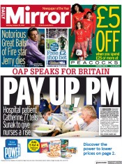 Daily Mirror (UK) Newspaper Front Page for 29 October 2022