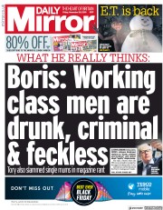 Daily Mirror (UK) Newspaper Front Page for 29 November 2019