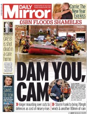 Daily Mirror (UK) Newspaper Front Page for 29 December 2015