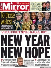 Daily Mirror (UK) Newspaper Front Page for 29 December 2021