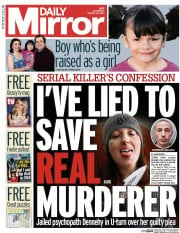 Daily Mirror (UK) Newspaper Front Page for 29 March 2014