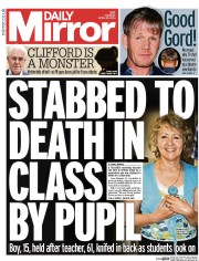 Daily Mirror Newspaper Front Page (UK) for 29 April 2014