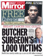 Daily Mirror (UK) Newspaper Front Page for 29 April 2017