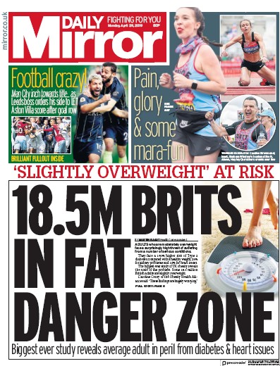 Daily Mirror Newspaper Front Page (UK) for 29 April 2019