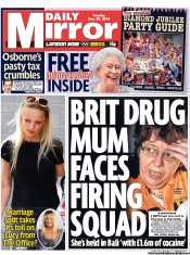 Daily Mirror Newspaper Front Page (UK) for 29 May 2012