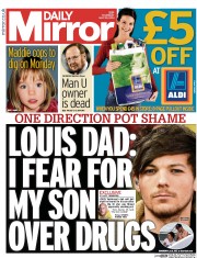 Daily Mirror (UK) Newspaper Front Page for 29 May 2014