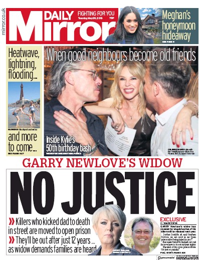 Daily Mirror Newspaper Front Page (UK) for 29 May 2018